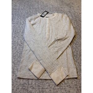 Alpine Design Womens Long Sleeve Henley Striped Thermal Top Size S NWT